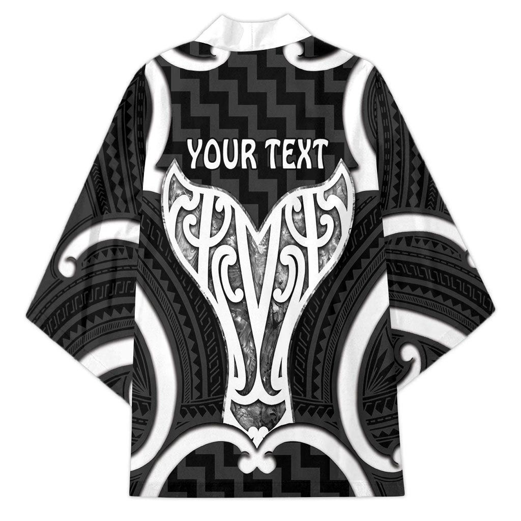 Aotearoa Atua Tangaroa Personalised Kimono God Of The Sea Maori Whale Tail Black