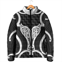 Aotearoa Atua Tangaroa Personalised Padded Jacket God Of The Sea Maori Whale Tail Black