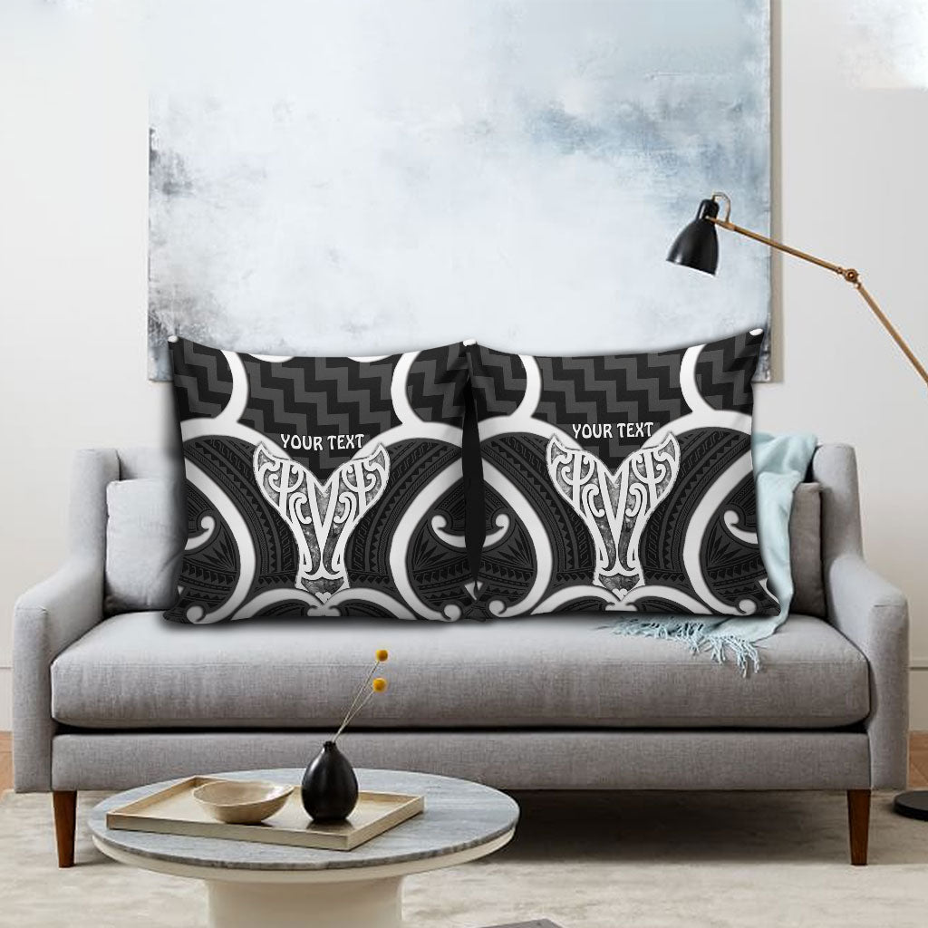 Aotearoa Atua Tangaroa Personalised Pillow Cover God Of The Sea Maori Whale Tail Black
