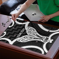 Aotearoa Atua Tangaroa Personalised Puzzle God Of The Sea Maori Whale Tail Black