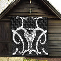 Aotearoa Atua Tangaroa Personalised Quilt God Of The Sea Maori Whale Tail Black