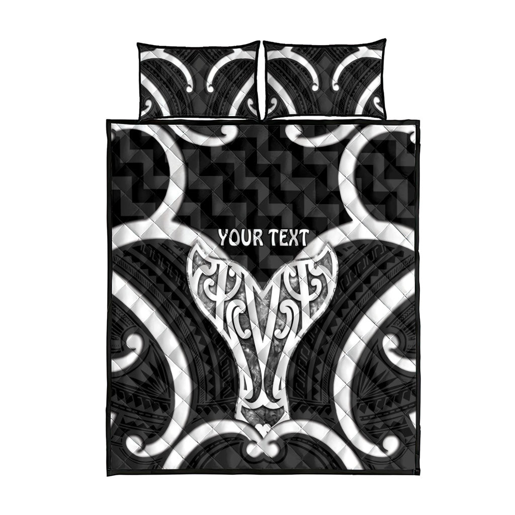 Aotearoa Atua Tangaroa Personalised Quilt Bed Set God Of The Sea Maori Whale Tail Black
