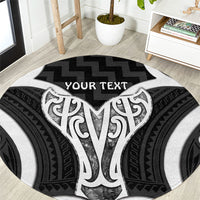 Aotearoa Atua Tangaroa Personalised Round Carpet God Of The Sea Maori Whale Tail Black
