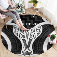 Aotearoa Atua Tangaroa Personalised Round Carpet God Of The Sea Maori Whale Tail Black