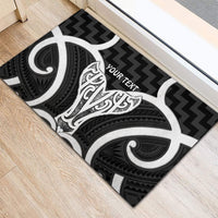 Aotearoa Atua Tangaroa Personalised Rubber Doormat God Of The Sea Maori Whale Tail Black