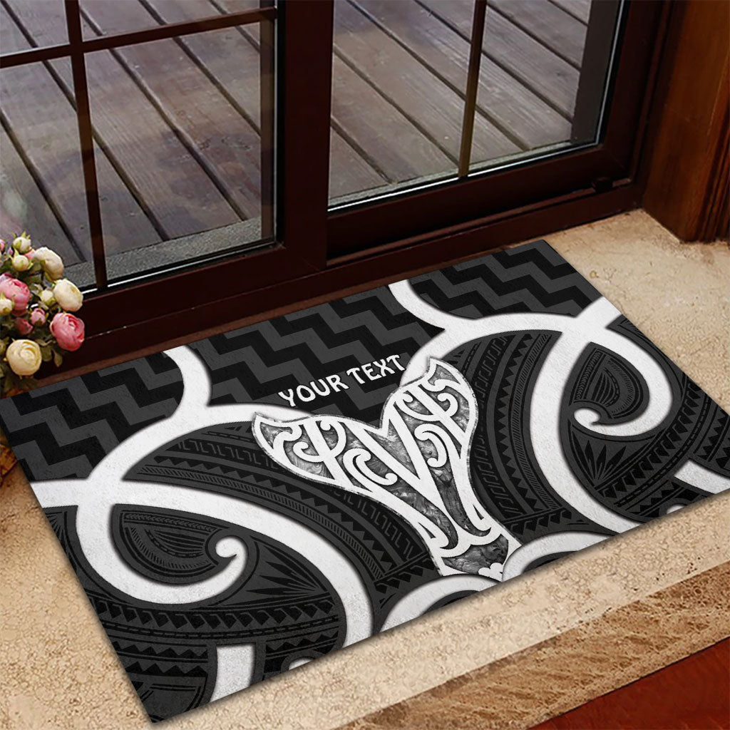 Aotearoa Atua Tangaroa Personalised Rubber Doormat God Of The Sea Maori Whale Tail Black