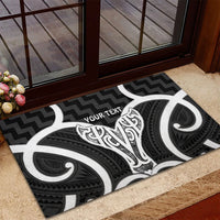 Aotearoa Atua Tangaroa Personalised Rubber Doormat God Of The Sea Maori Whale Tail Black