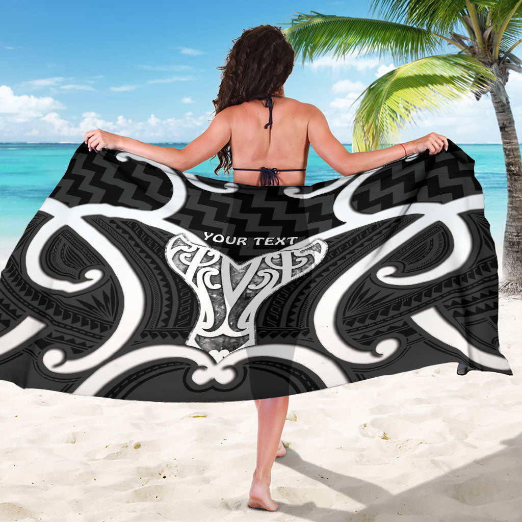 Aotearoa Atua Tangaroa Personalised Sarong God Of The Sea Maori Whale Tail Black