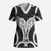 Aotearoa Atua Tangaroa Personalised Scrub Top God Of The Sea Maori Whale Tail Black