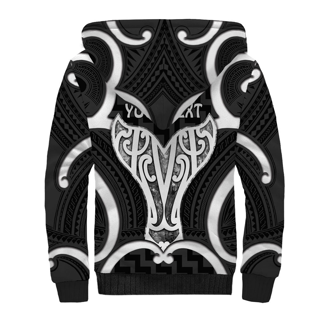 Aotearoa Atua Tangaroa Personalised Sherpa Hoodie God Of The Sea Maori Whale Tail Black