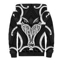 Aotearoa Atua Tangaroa Personalised Sherpa Hoodie God Of The Sea Maori Whale Tail Black