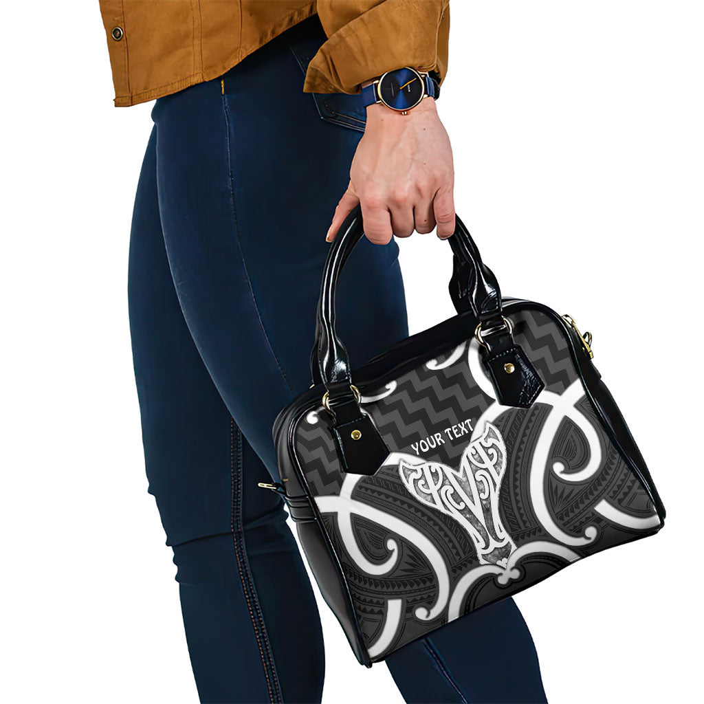 Aotearoa Atua Tangaroa Personalised Shoulder Handbag God Of The Sea Maori Whale Tail Black