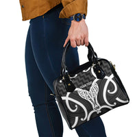 Aotearoa Atua Tangaroa Personalised Shoulder Handbag God Of The Sea Maori Whale Tail Black