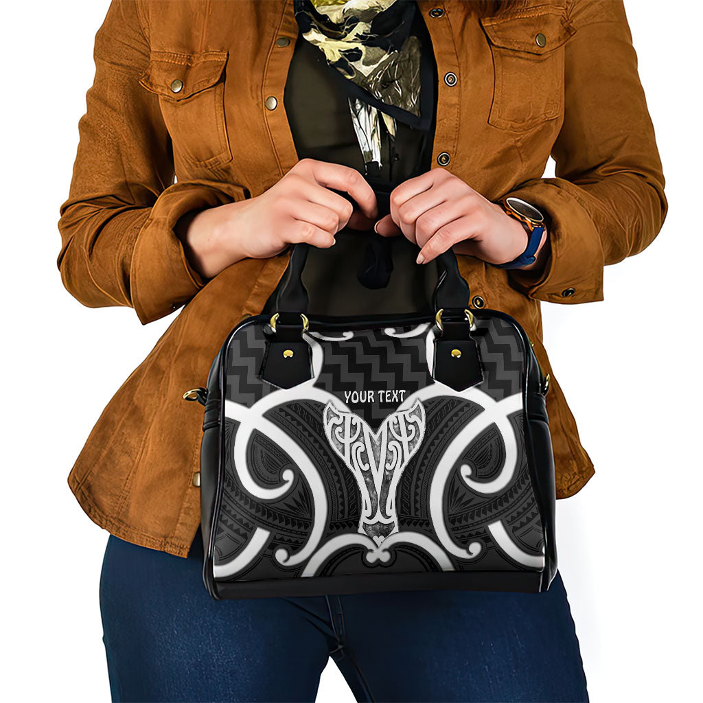 Aotearoa Atua Tangaroa Personalised Shoulder Handbag God Of The Sea Maori Whale Tail Black