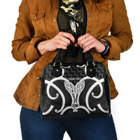 Aotearoa Atua Tangaroa Personalised Shoulder Handbag God Of The Sea Maori Whale Tail Black