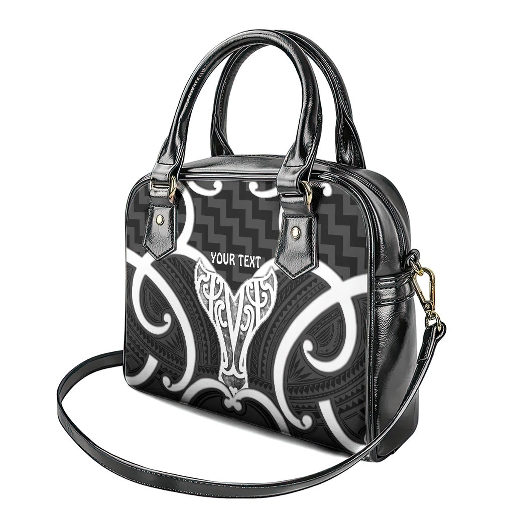 Aotearoa Atua Tangaroa Personalised Shoulder Handbag God Of The Sea Maori Whale Tail Black