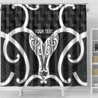 Aotearoa Atua Tangaroa Personalised Shower Curtain God Of The Sea Maori Whale Tail Black