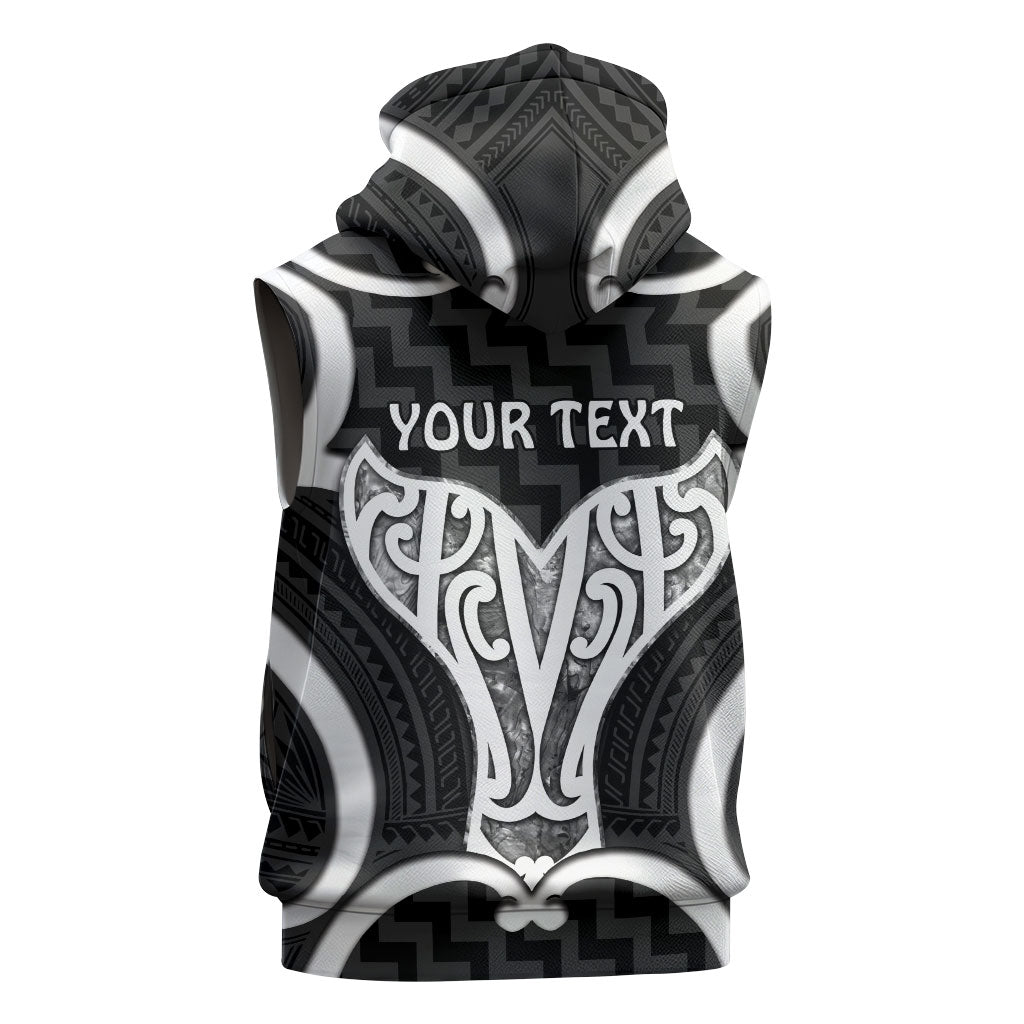 Aotearoa Atua Tangaroa Personalised Sleeveless Zip Hoodie God Of The Sea Maori Whale Tail Black