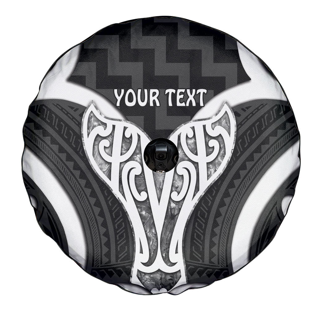 Aotearoa Atua Tangaroa Personalised Spare Tire Cover God Of The Sea Maori Whale Tail Black