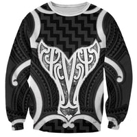 Aotearoa Atua Tangaroa Personalised Sweatshirt God Of The Sea Maori Whale Tail Black