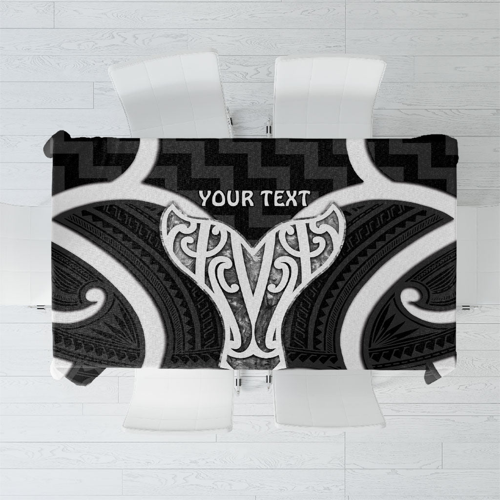 Aotearoa Atua Tangaroa Personalised Tablecloth God Of The Sea Maori Whale Tail Black