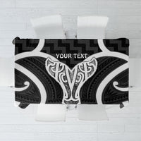 Aotearoa Atua Tangaroa Personalised Tablecloth God Of The Sea Maori Whale Tail Black