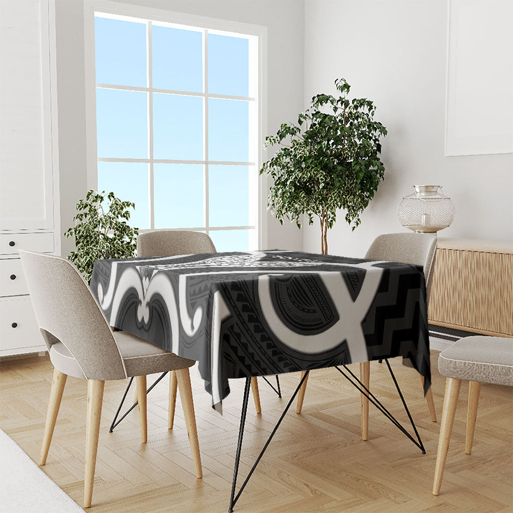 Aotearoa Atua Tangaroa Personalised Tablecloth God Of The Sea Maori Whale Tail Black