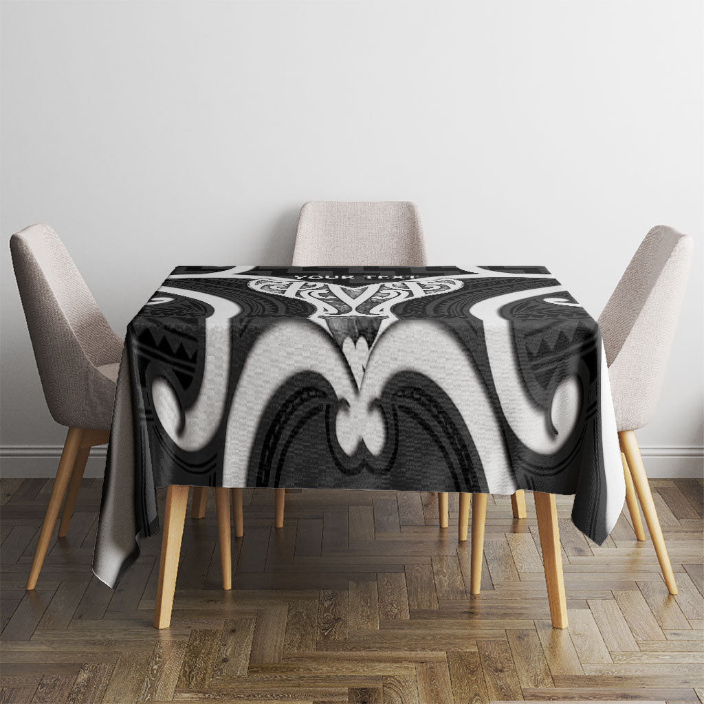 Aotearoa Atua Tangaroa Personalised Tablecloth God Of The Sea Maori Whale Tail Black