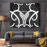 Aotearoa Atua Tangaroa Personalised Tapestry God Of The Sea Maori Whale Tail Black
