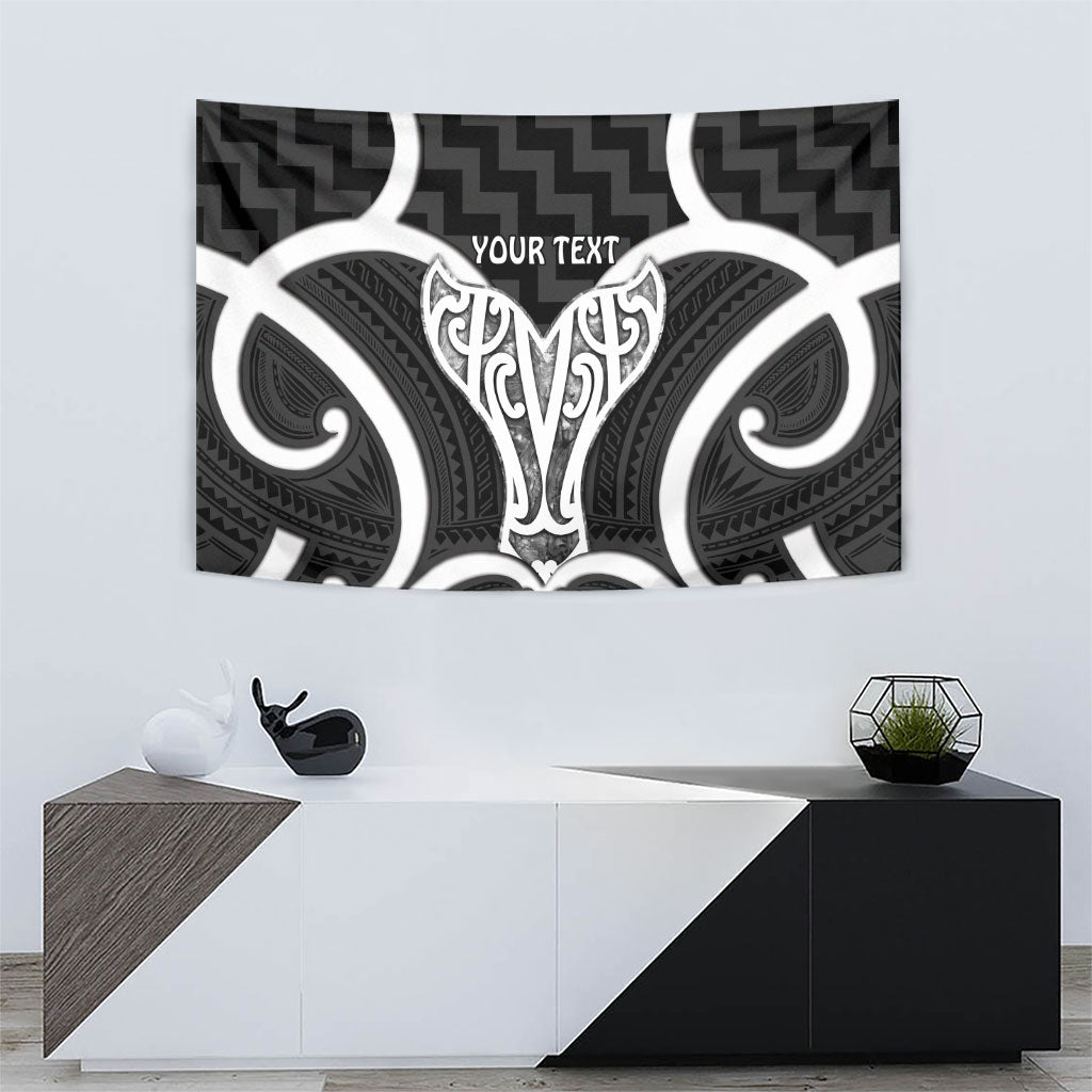 Aotearoa Atua Tangaroa Personalised Tapestry God Of The Sea Maori Whale Tail Black