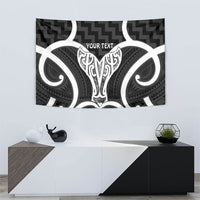 Aotearoa Atua Tangaroa Personalised Tapestry God Of The Sea Maori Whale Tail Black