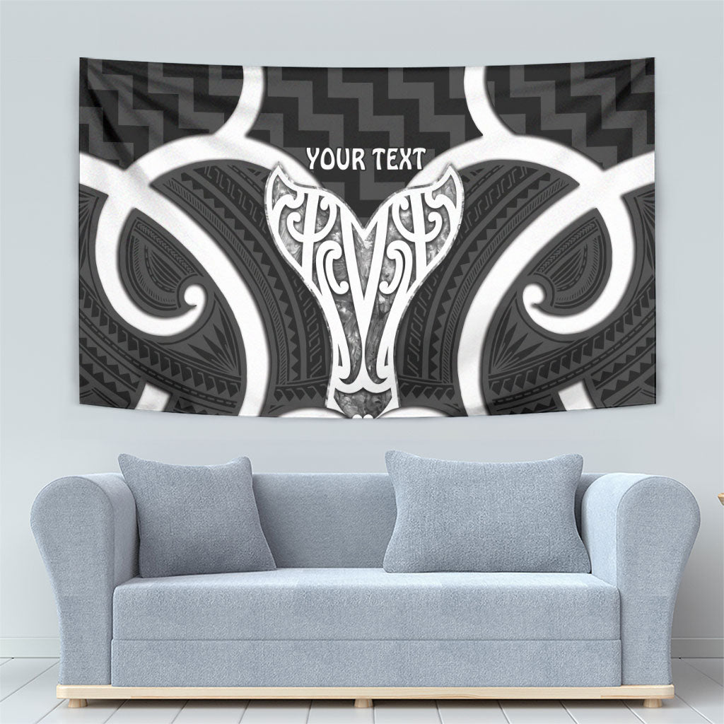Aotearoa Atua Tangaroa Personalised Tapestry God Of The Sea Maori Whale Tail Black