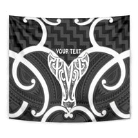 Aotearoa Atua Tangaroa Personalised Tapestry God Of The Sea Maori Whale Tail Black