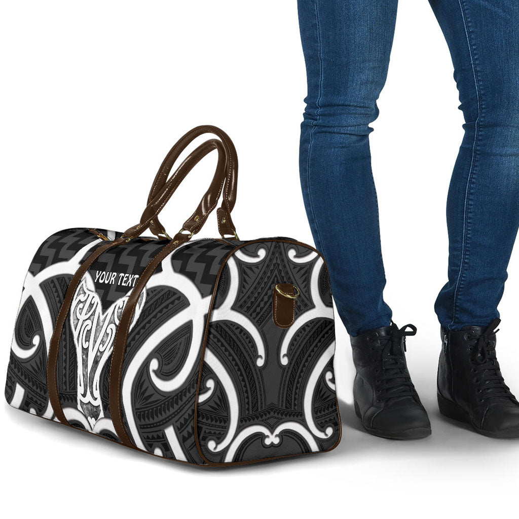 Aotearoa Atua Tangaroa Personalised Travel Bag God Of The Sea Maori Whale Tail Black