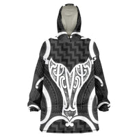 Aotearoa Atua Tangaroa Personalised Wearable Blanket Hoodie God Of The Sea Maori Whale Tail Black