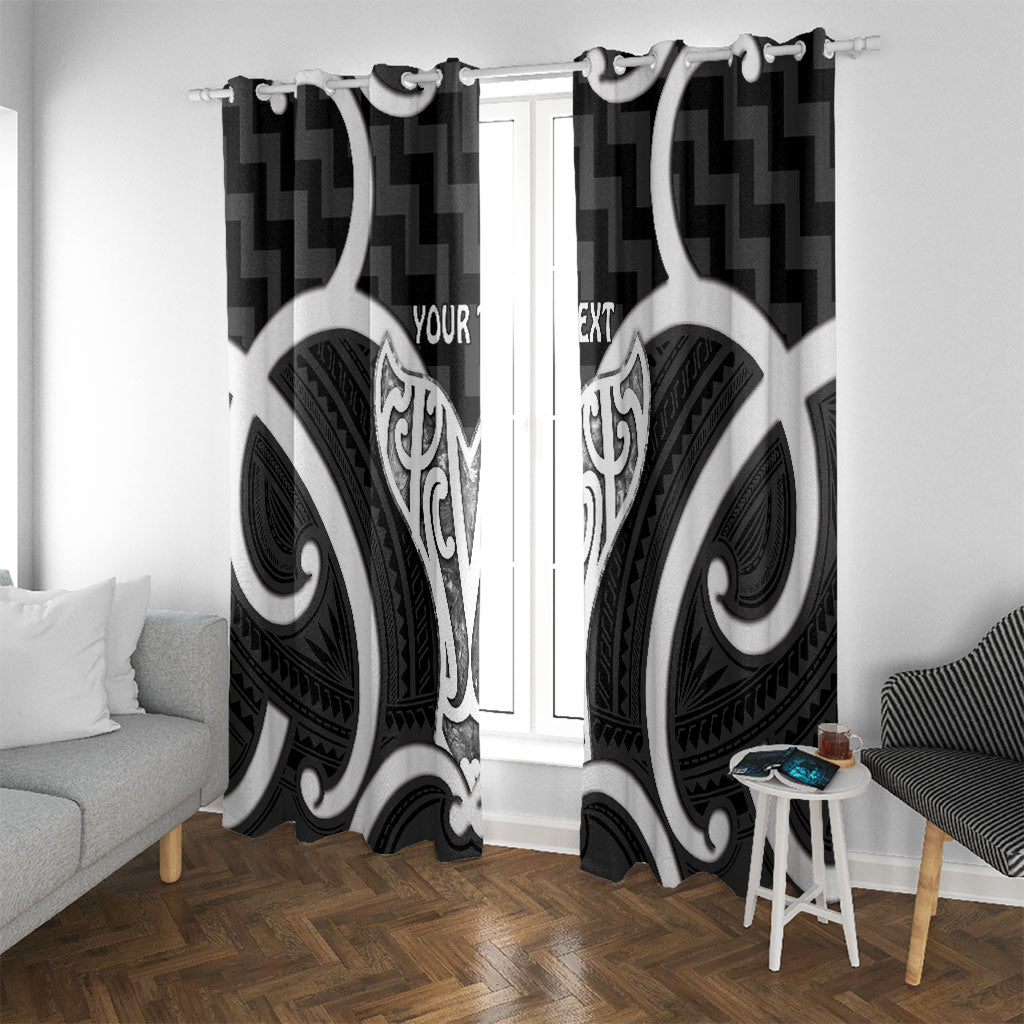 Aotearoa Atua Tangaroa Personalised Window Curtain God Of The Sea Maori Whale Tail Black
