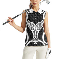Aotearoa Atua Tangaroa Personalised Women Sleeveless Polo Shirt God Of The Sea Maori Whale Tail Black