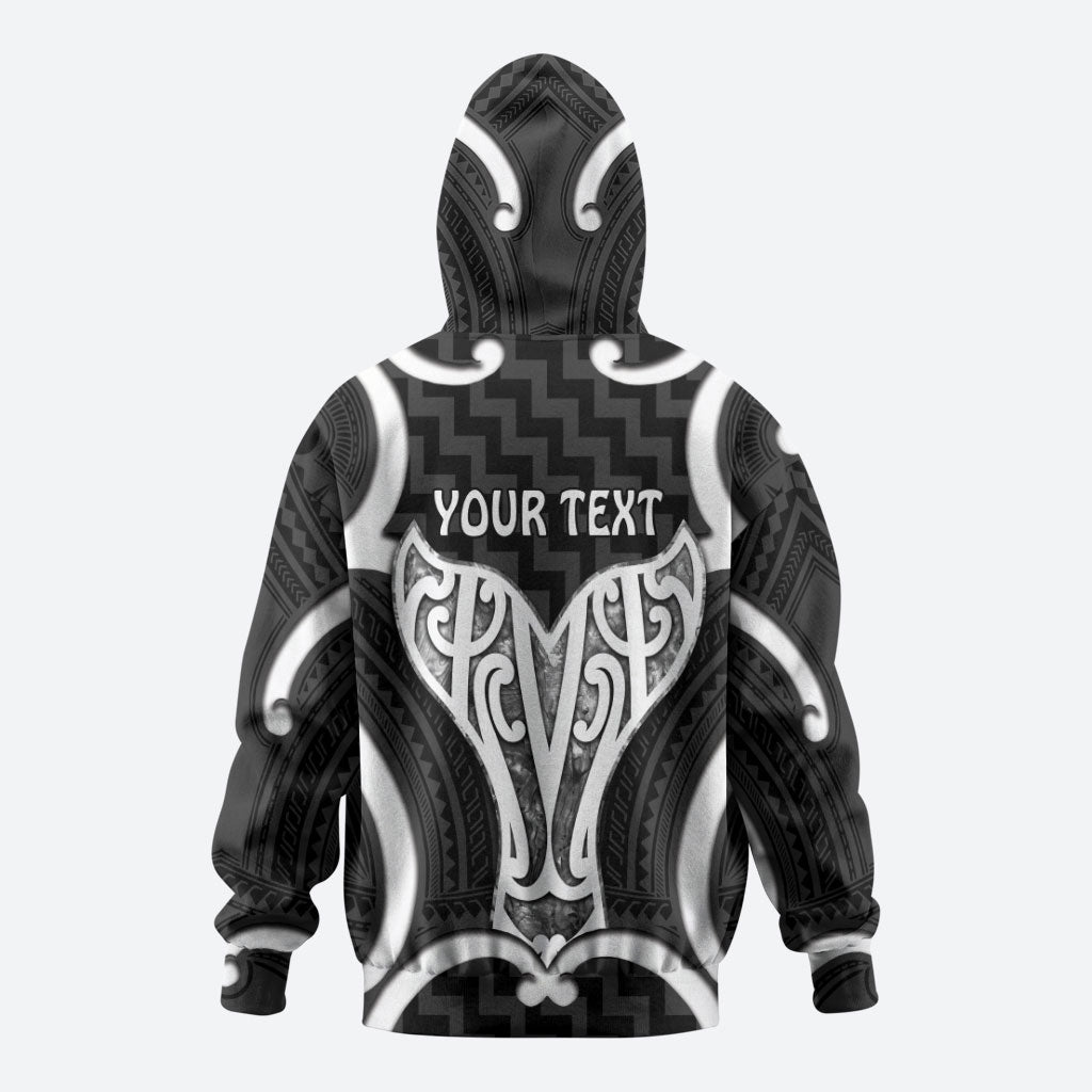Aotearoa Atua Tangaroa Personalised Zip Hoodie God Of The Sea Maori Whale Tail Black