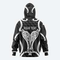 Aotearoa Atua Tangaroa Personalised Zip Hoodie God Of The Sea Maori Whale Tail Black