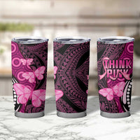 Think Pink Breast Cancer Awareness Tumbler Cup Butterfly Aboriginal Mix Polynesian Pattern