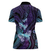 You Matter Suicide Prevention Awareness Women Polo Shirt Butterfly Aboriginal Mix Polynesian Pattern