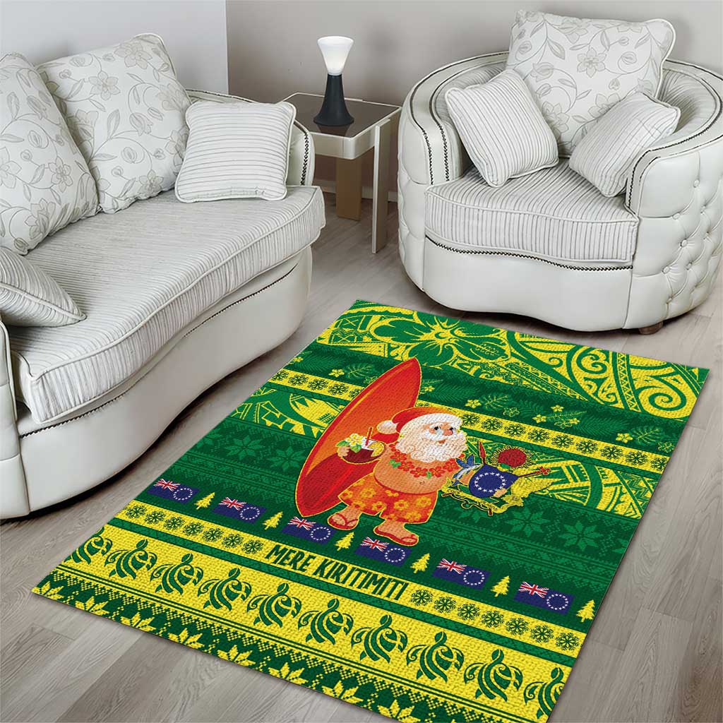 Cook Islands Christmas Area Rug Surfing Santa Mere Kiritimiti - Polynesian Pride