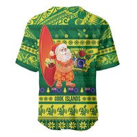 Cook Islands Christmas Baseball Jersey Surfing Santa Mere Kiritimiti - Polynesian Pride