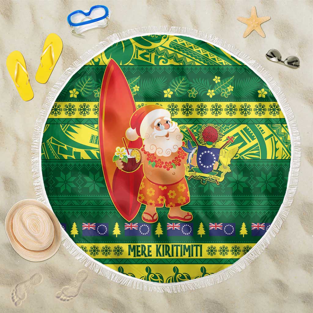 Cook Islands Christmas Beach Blanket Surfing Santa Mere Kiritimiti - Polynesian Pride
