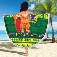Cook Islands Christmas Beach Blanket Surfing Santa Mere Kiritimiti - Polynesian Pride