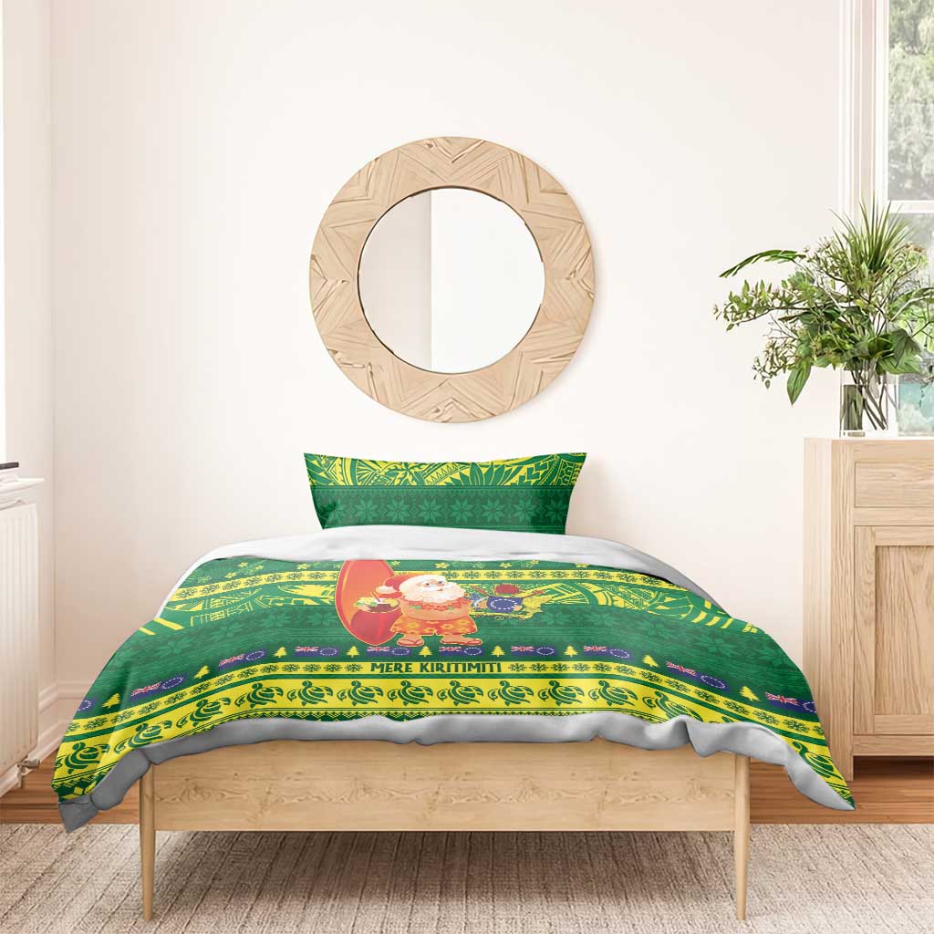 Cook Islands Christmas Bedding Set Surfing Santa Mere Kiritimiti - Polynesian Pride