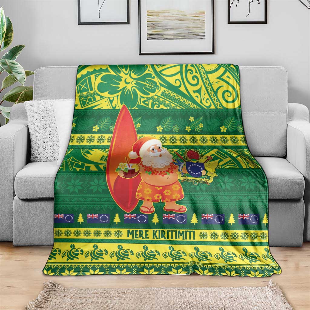 Cook Islands Christmas Blanket Surfing Santa Mere Kiritimiti - Polynesian Pride