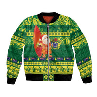 Cook Islands Christmas Bomber Jacket Surfing Santa Mere Kiritimiti - Polynesian Pride