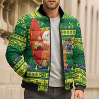 Cook Islands Christmas Bomber Puffer Jacket Surfing Santa Mere Kiritimiti - Polynesian Pride