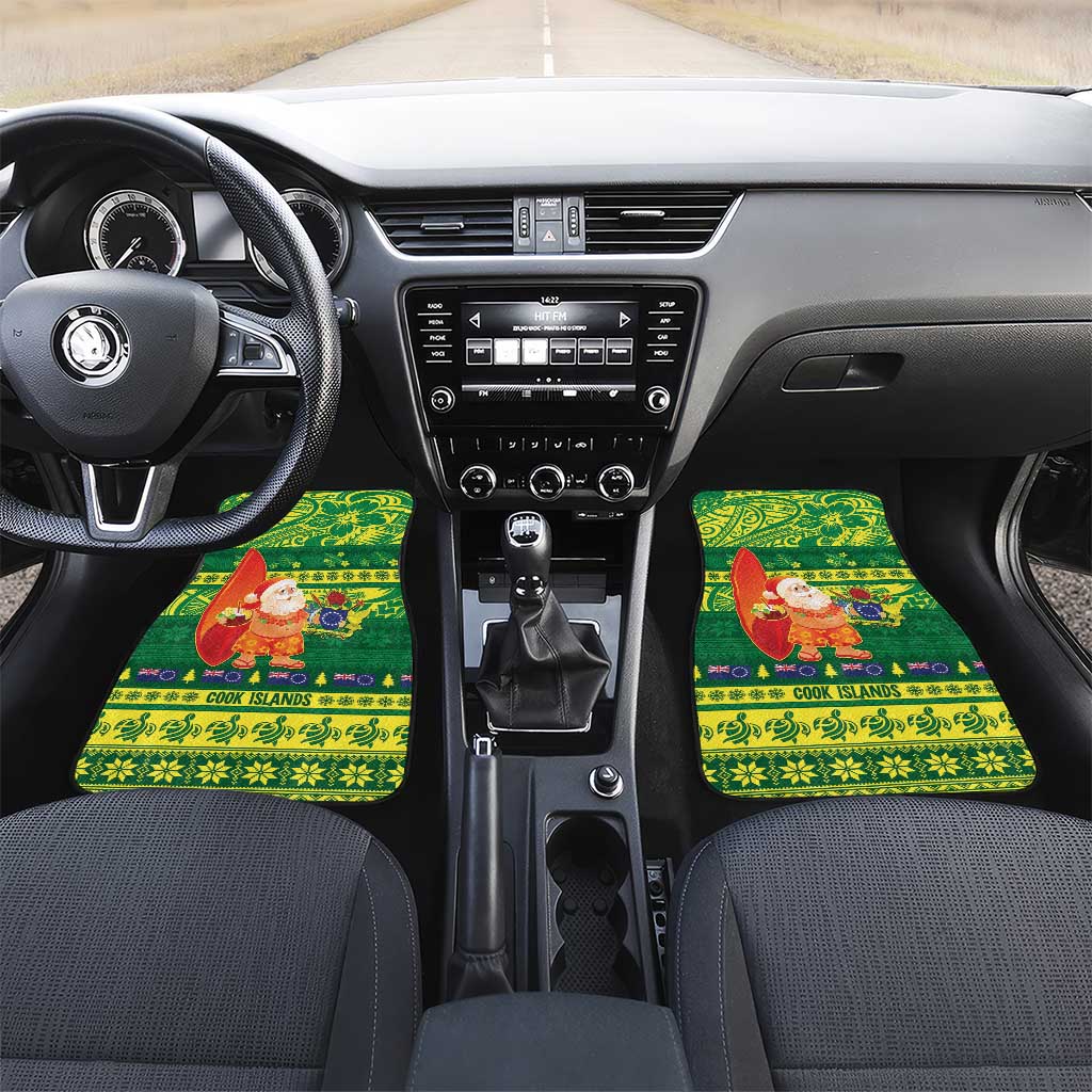 Cook Islands Christmas Car Mats Surfing Santa Mere Kiritimiti - Polynesian Pride